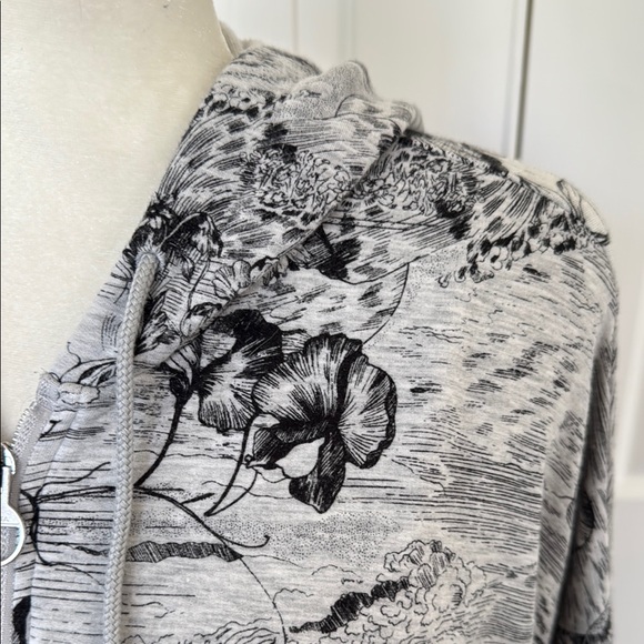 Athleta Gray Black Floral Zip-Up Hoodie Athleisure Jacket. - Picture 3 of 8